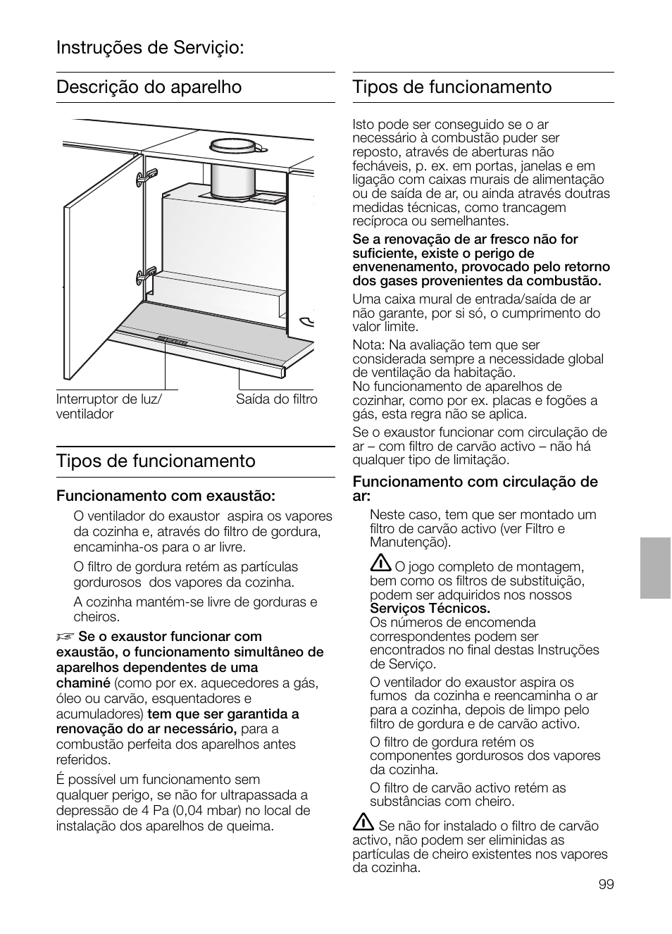 Tipos de funcionamento | Bosch DHI965V grau-metallic Flachschirmhaube 90 cm User Manual | Page 99 / 116