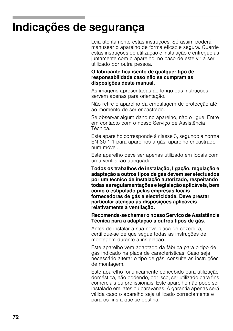 Indicações de segurança | Bosch PRP626B70E Gas-Kochstelle Glaskeramik 60 cm User Manual | Page 71 / 118