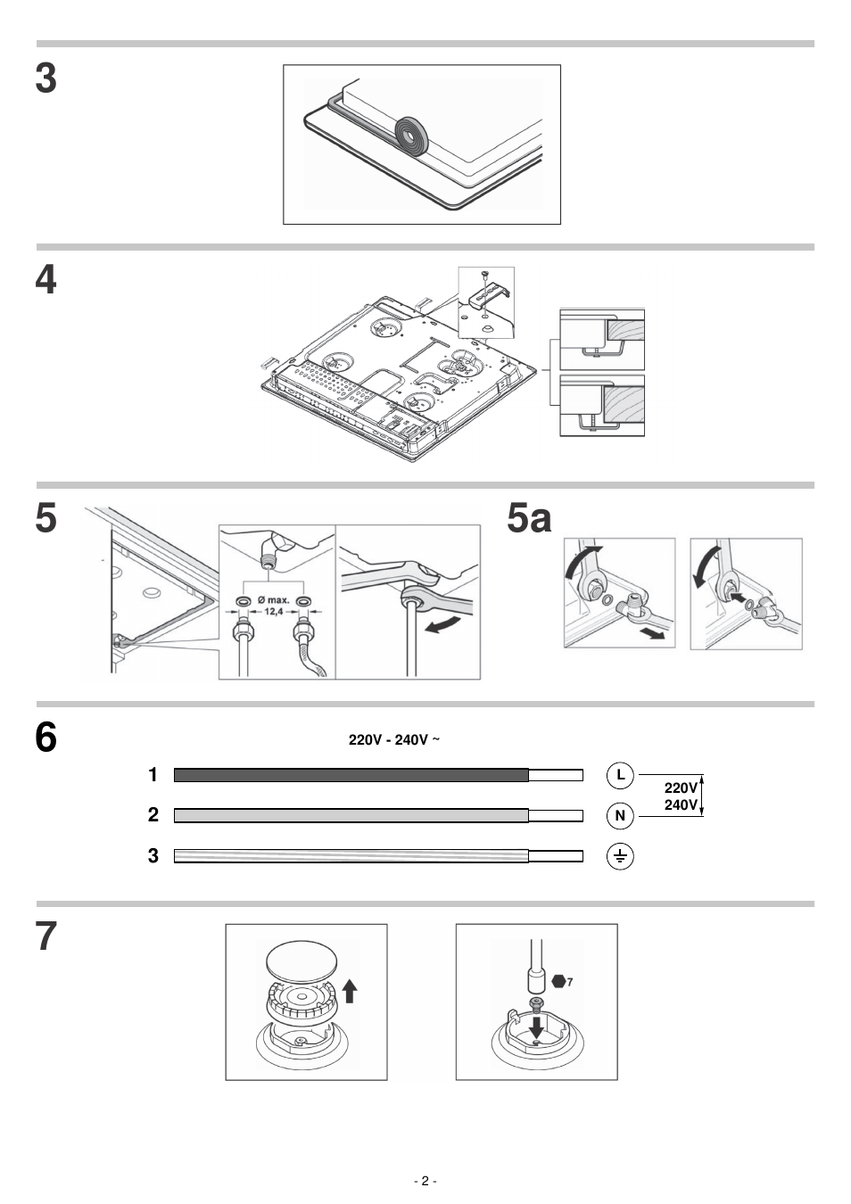 Q ю io | Bosch PCC615B80E Placa de gas 60 cm de ancho Acero inoxidable EAN 4242002487953 User Manual | Page 2 / 19