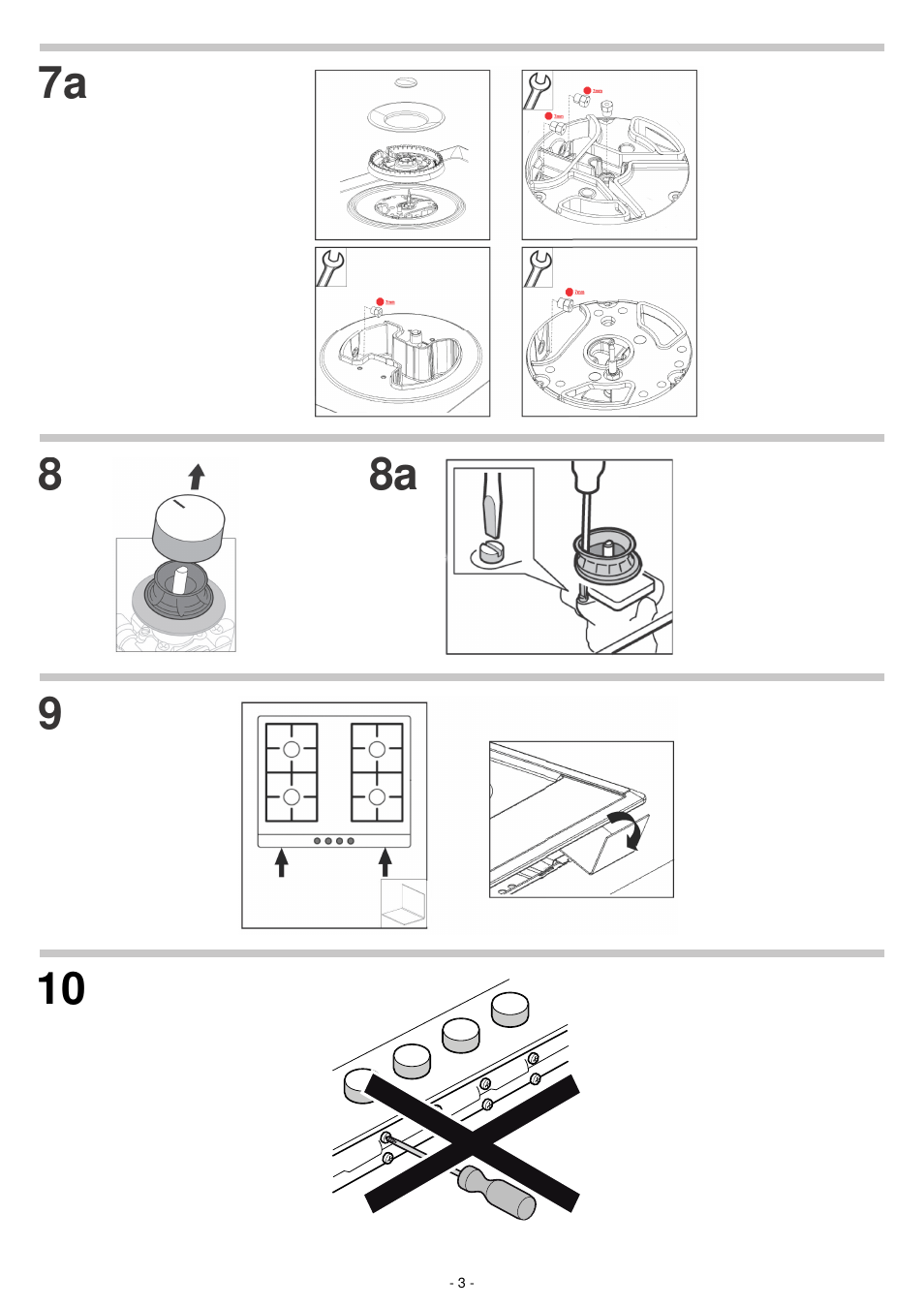 7a 8 8a | Bosch PCC615B80E Placa de gas 60 cm de ancho Acero inoxidable EAN 4242002487953 User Manual | Page 3 / 19