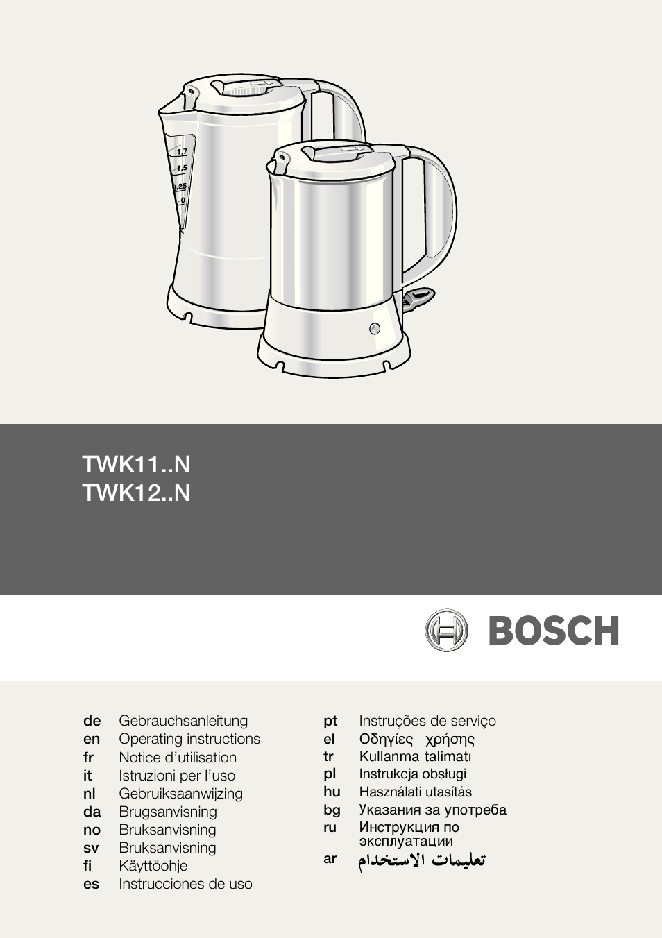 Bosch TWK1201N Wasserkocher aus Edelstahl User Manual | 42 pages