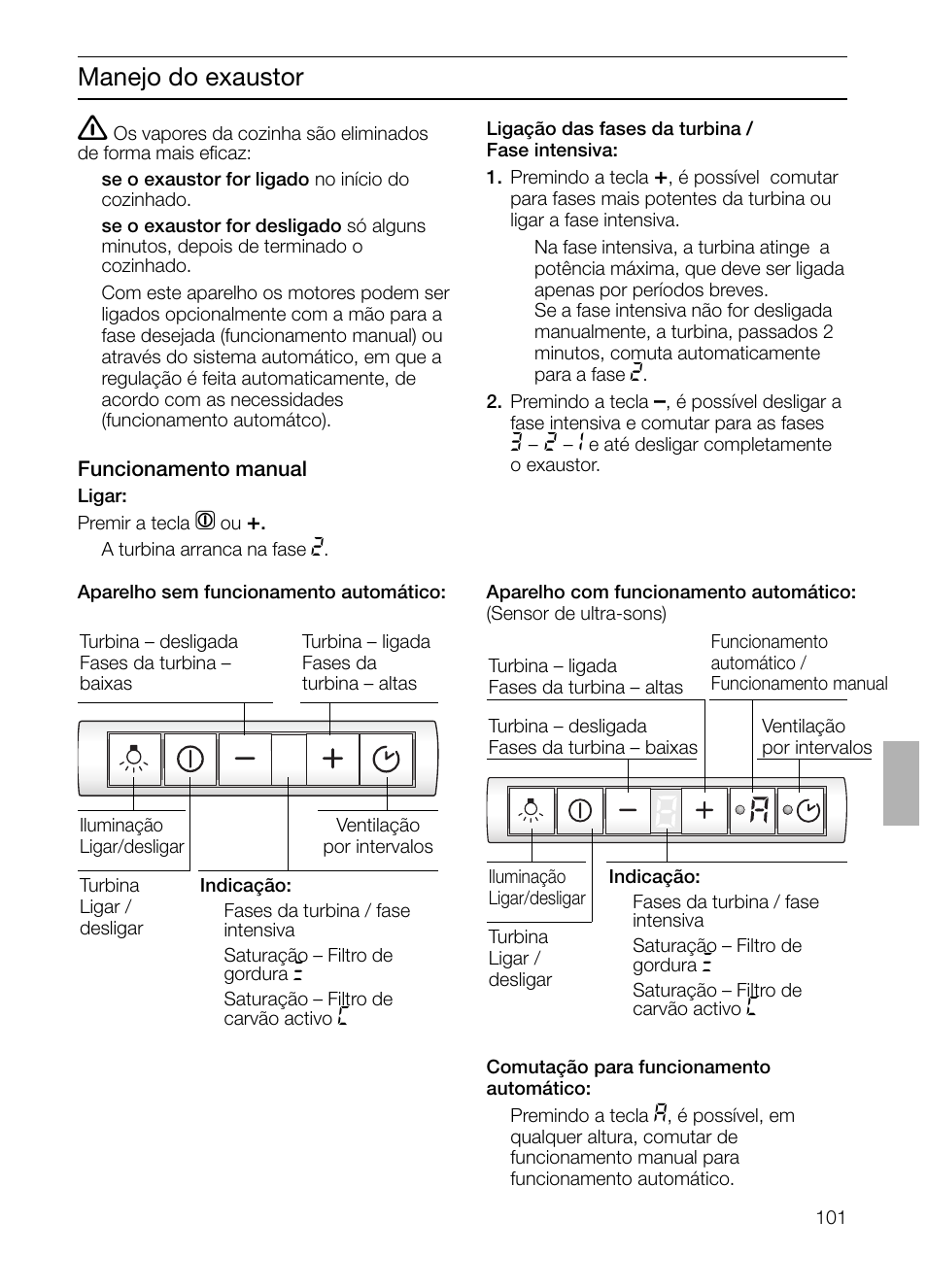 Manejo do exaustor | Bosch DHI665V grau-metallic Flachschirmhaube 60 cm User Manual | Page 101 / 116