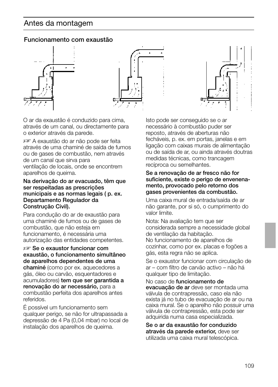 Antes da montagem | Bosch DHI665V grau-metallic Flachschirmhaube 60 cm User Manual | Page 109 / 116