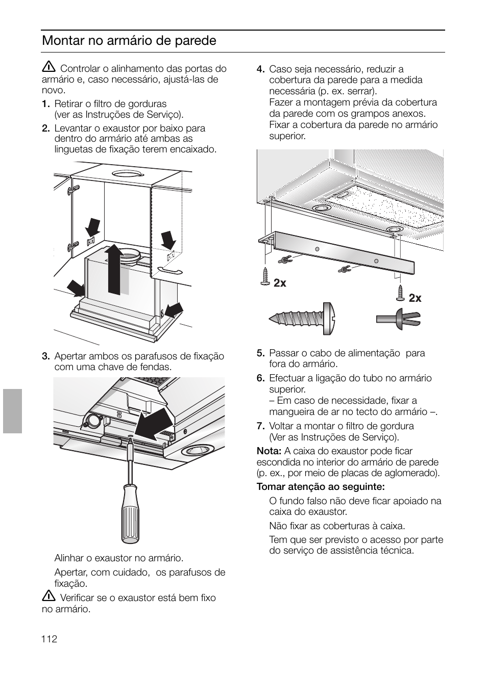 Montar no armário de parede | Bosch DHI665V grau-metallic Flachschirmhaube 60 cm User Manual | Page 112 / 116