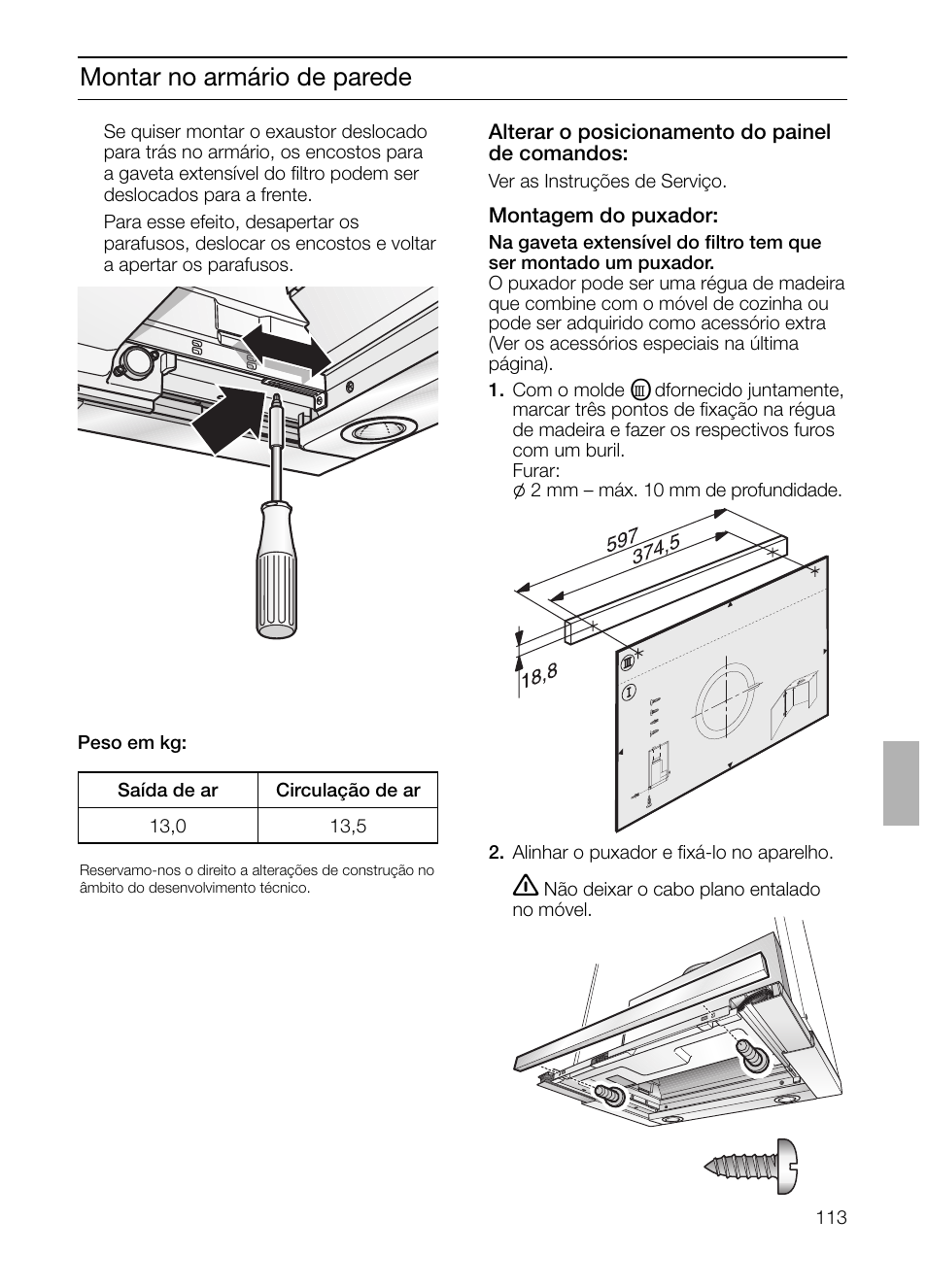 Montar no armário de parede | Bosch DHI665V grau-metallic Flachschirmhaube 60 cm User Manual | Page 113 / 116