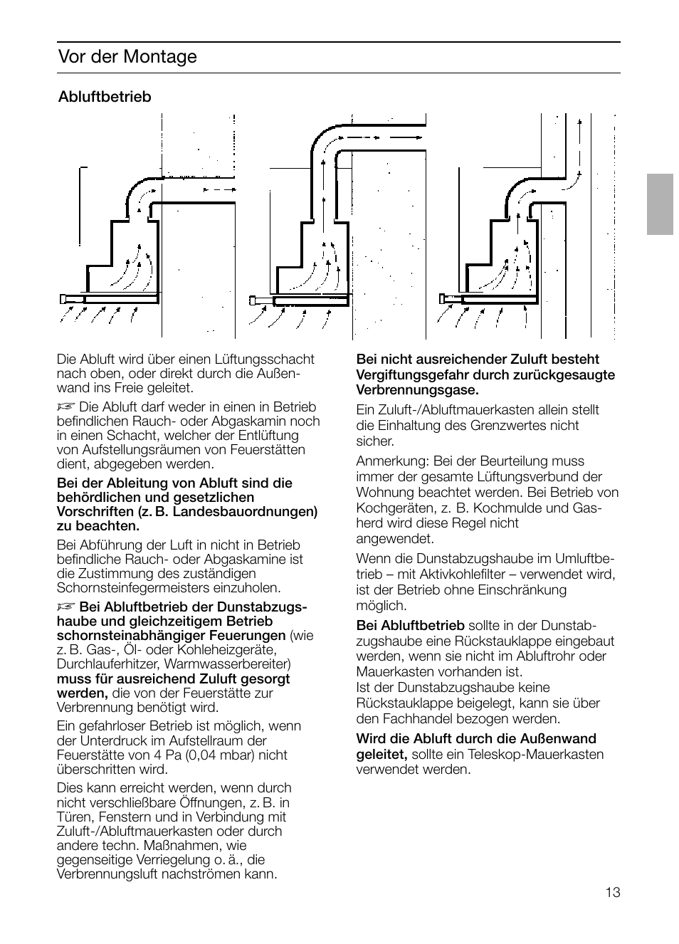 Vor der montage | Bosch DHI665V grau-metallic Flachschirmhaube 60 cm User Manual | Page 13 / 116