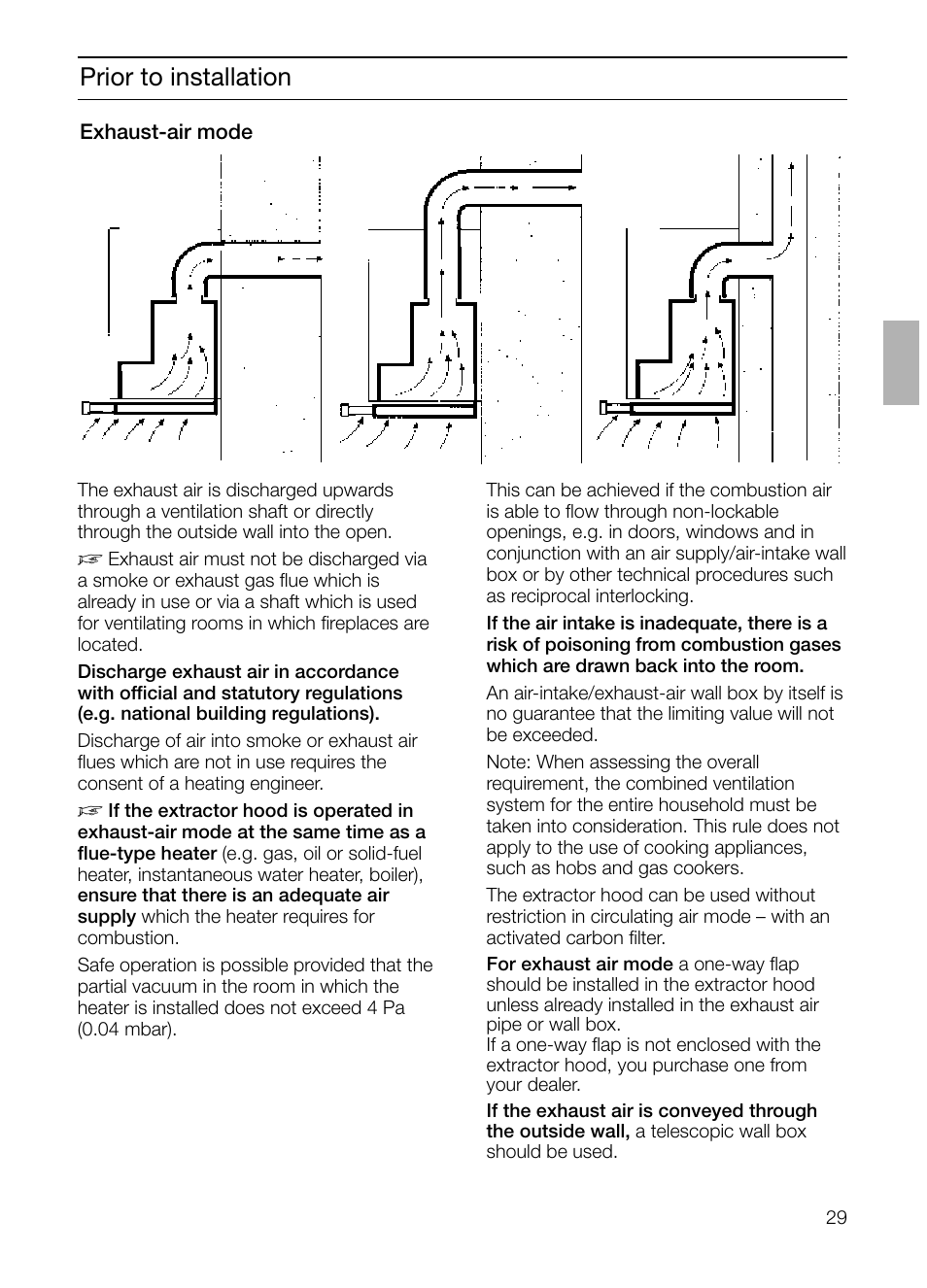 Prior to installation | Bosch DHI665V grau-metallic Flachschirmhaube 60 cm User Manual | Page 29 / 116