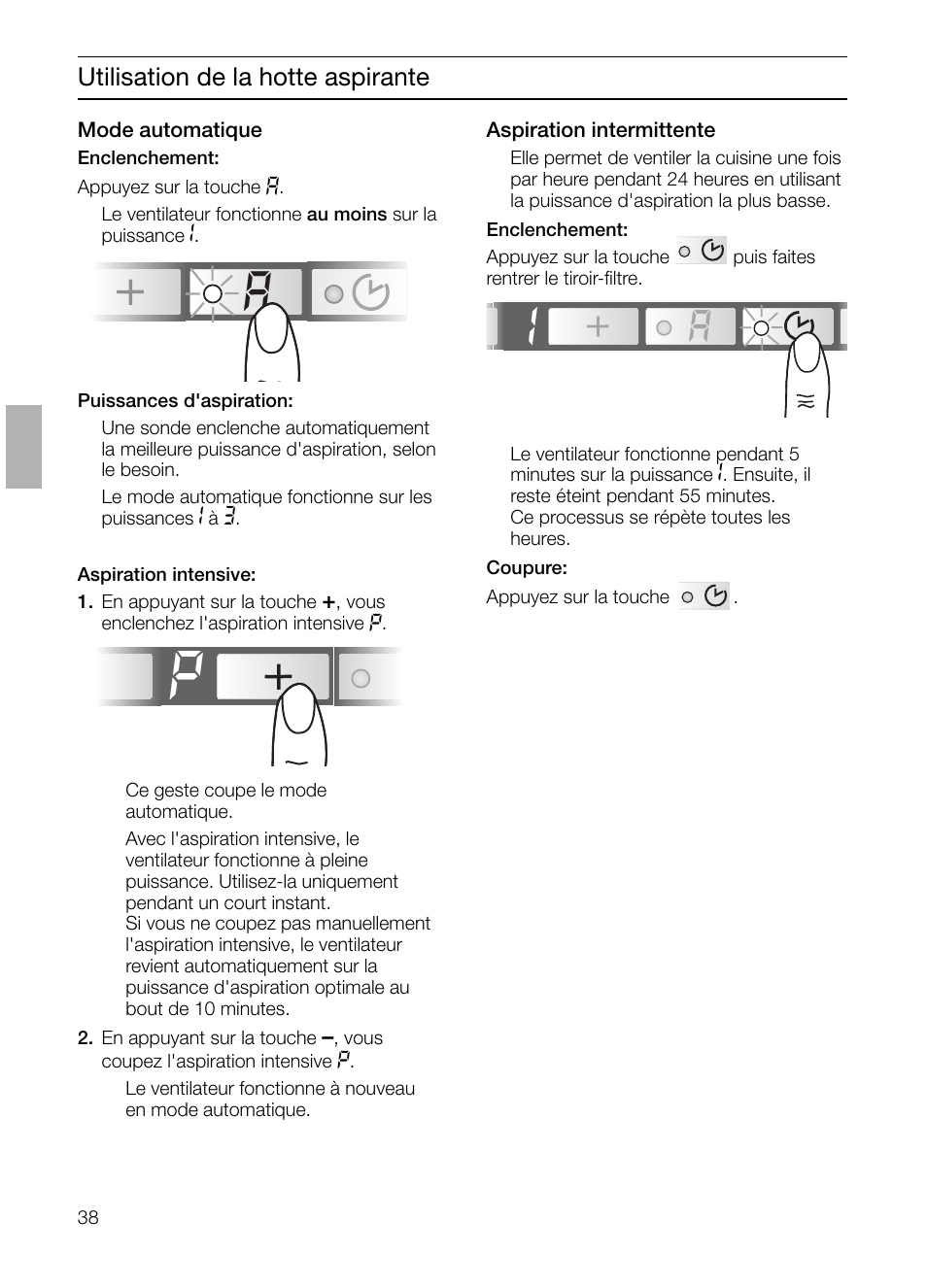 Utilisation de la hotte aspirante | Bosch DHI665V grau-metallic Flachschirmhaube 60 cm User Manual | Page 38 / 116