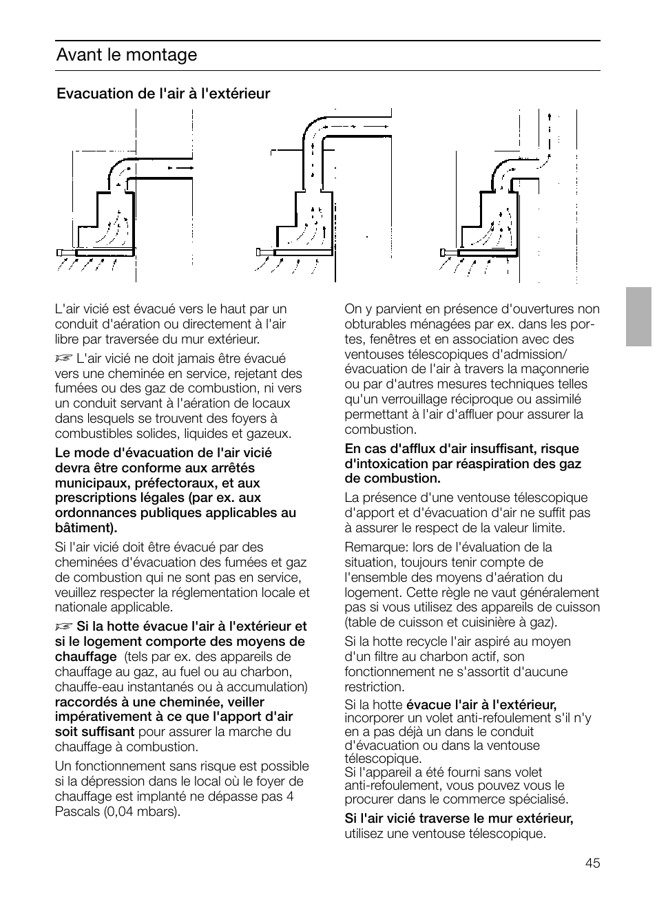 Avant le montage | Bosch DHI665V grau-metallic Flachschirmhaube 60 cm User Manual | Page 45 / 116