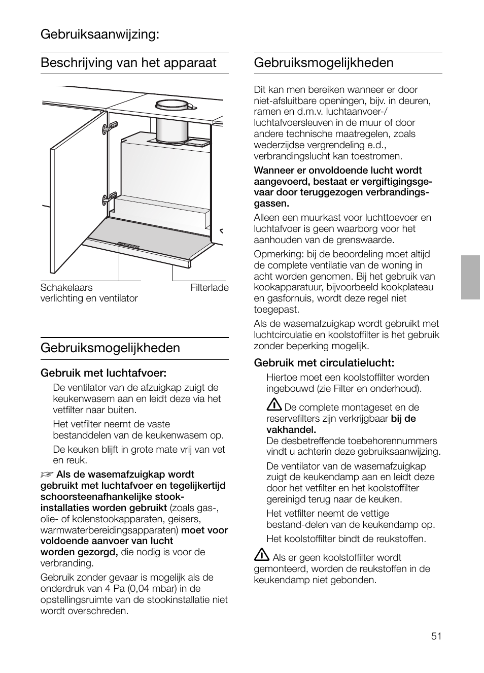 Gebruiksmogelijkheden | Bosch DHI665V grau-metallic Flachschirmhaube 60 cm User Manual | Page 51 / 116