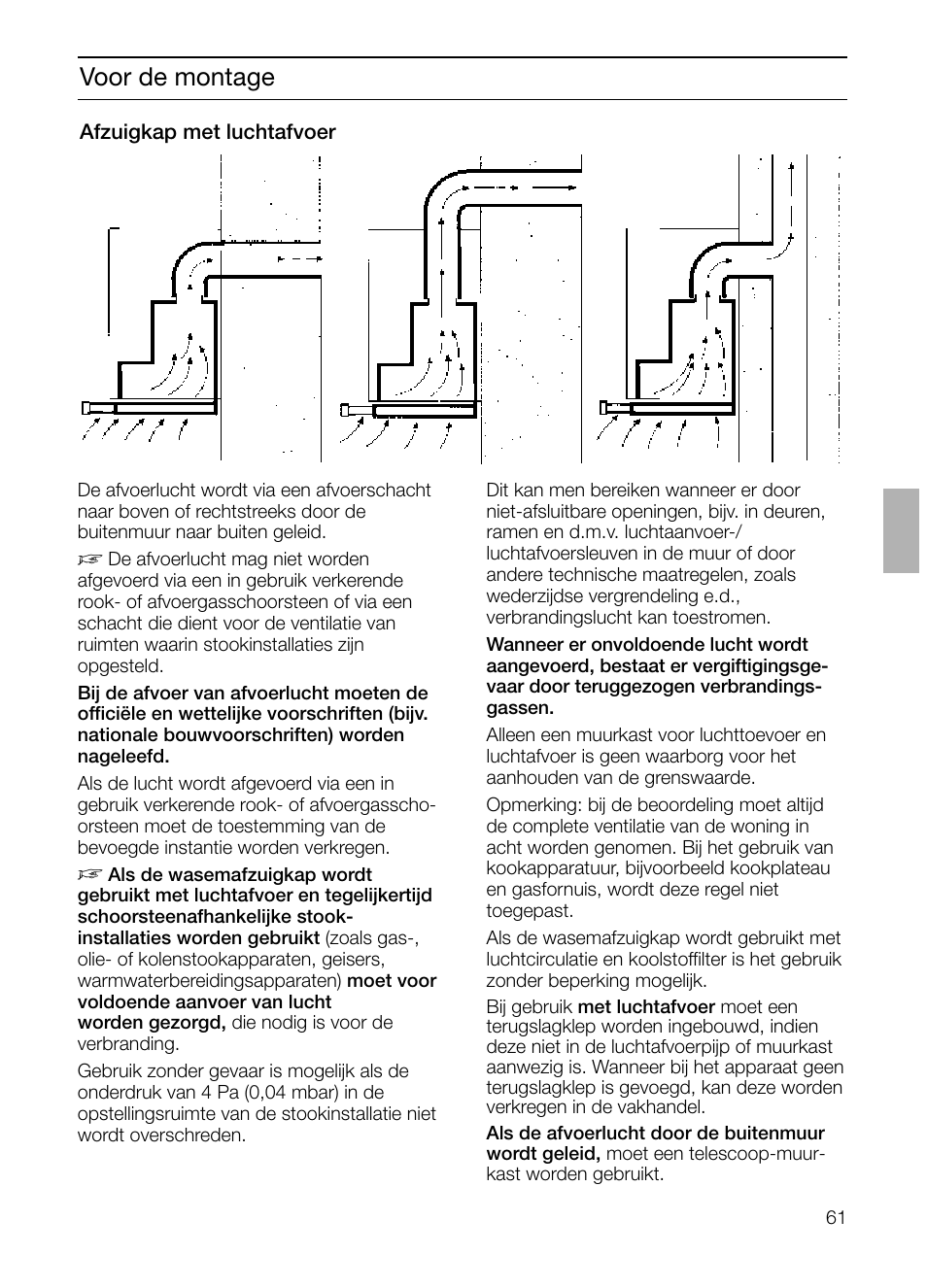 Voor de montage | Bosch DHI665V grau-metallic Flachschirmhaube 60 cm User Manual | Page 61 / 116