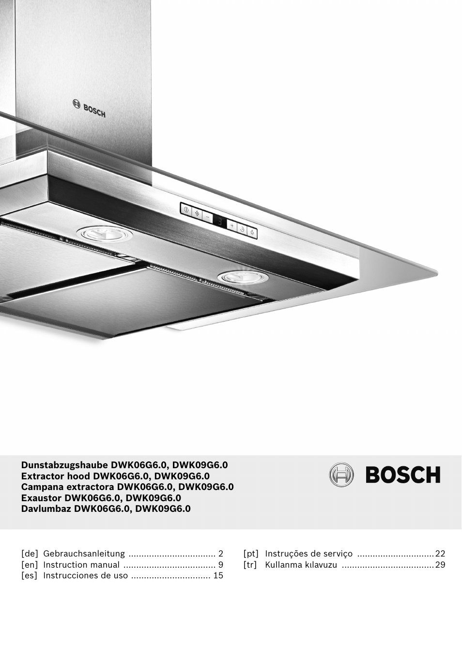 Bosch DWK09G660 schwarz Wandesse 90 cm Schräg-Essen-Design User Manual | 40 pages