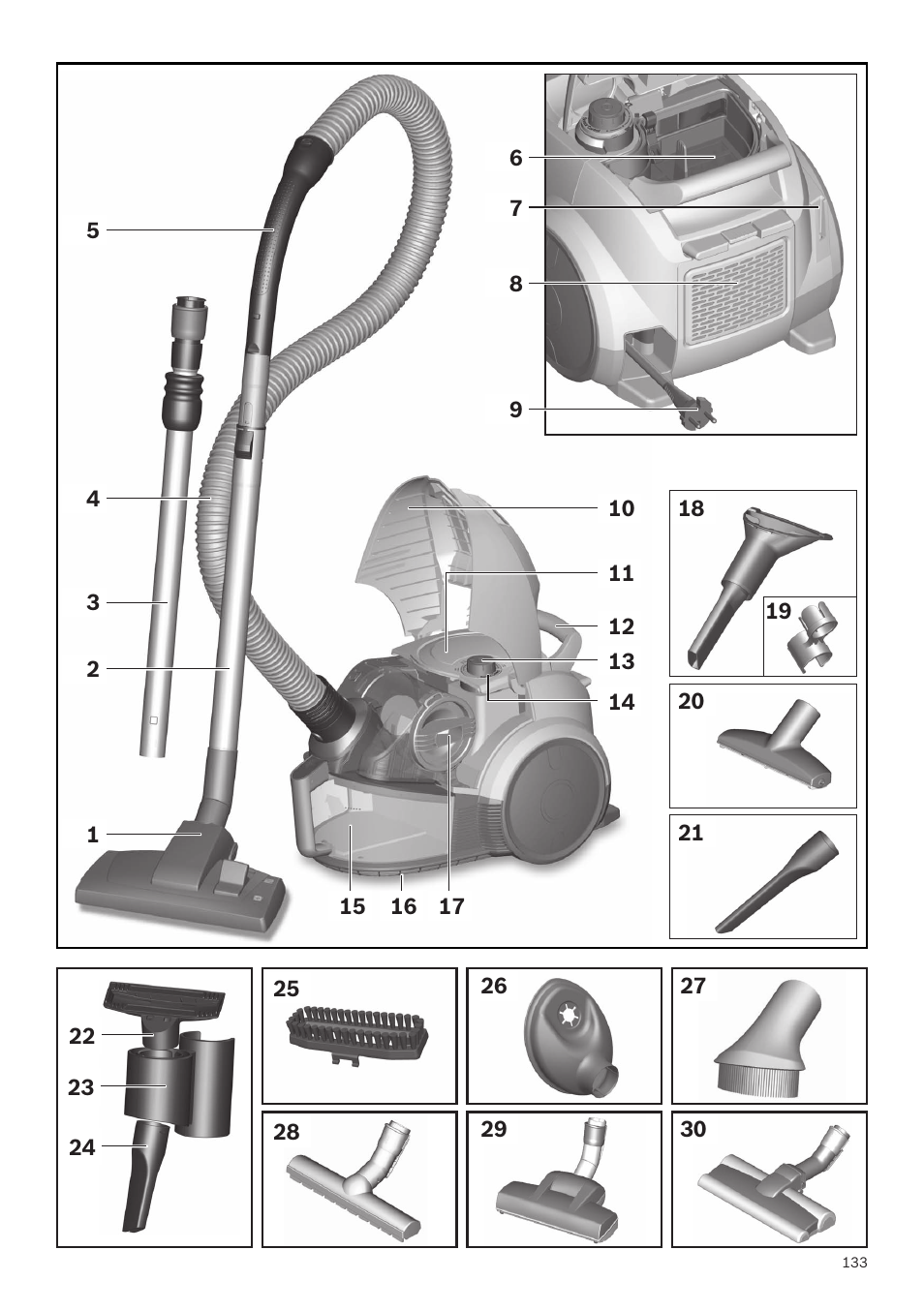 Bosch Runnn Beutelloser Bodenstaubsauger BGS41432 schwarz User Manual | Page 133 / 139