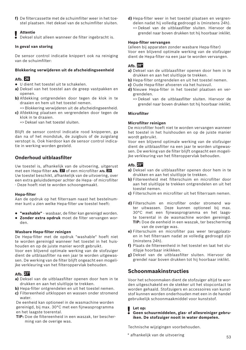 Schoonmaakinstructies | Bosch Runnn Beutelloser Bodenstaubsauger BGS41432 schwarz User Manual | Page 53 / 139