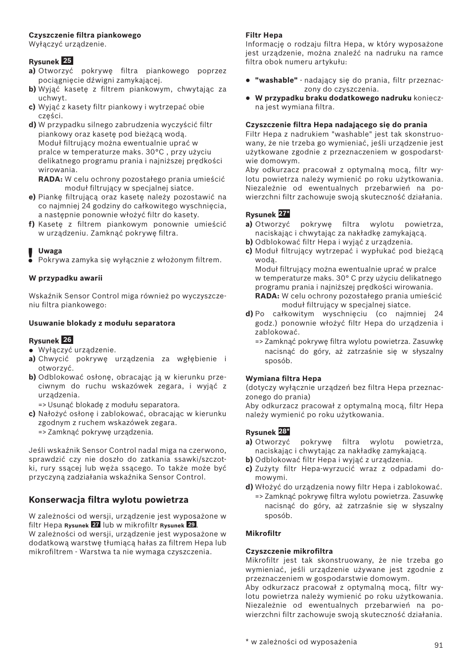 Konserwacja filtra wylotu powietrza | Bosch Runnn Beutelloser Bodenstaubsauger BGS41432 schwarz User Manual | Page 91 / 139