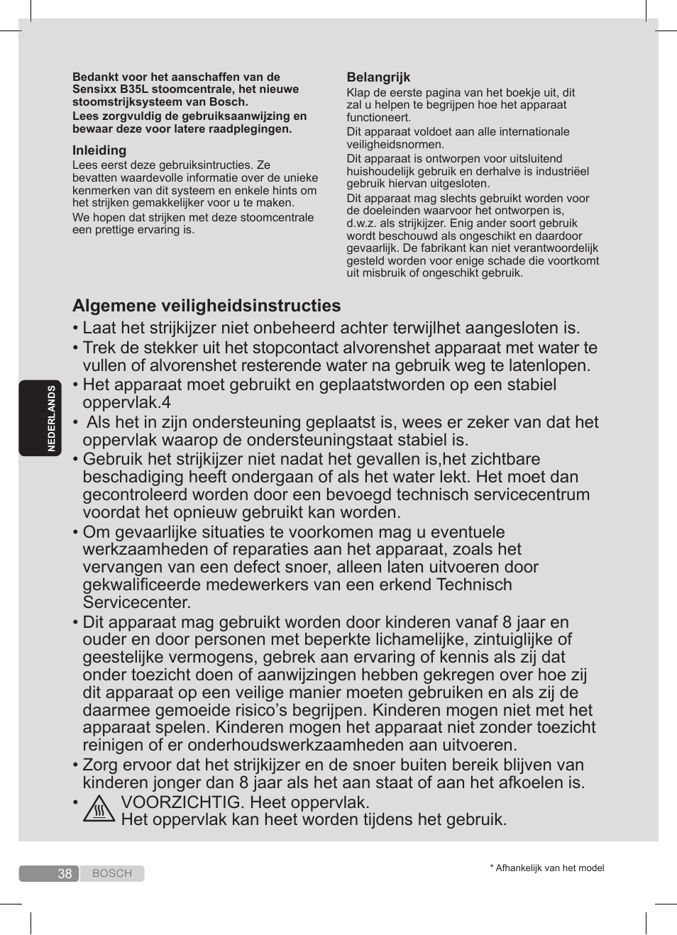 Bosch TDS3511 weiß schwarz Dampfstation Sensixx B35L User Manual | Page 38 / 160