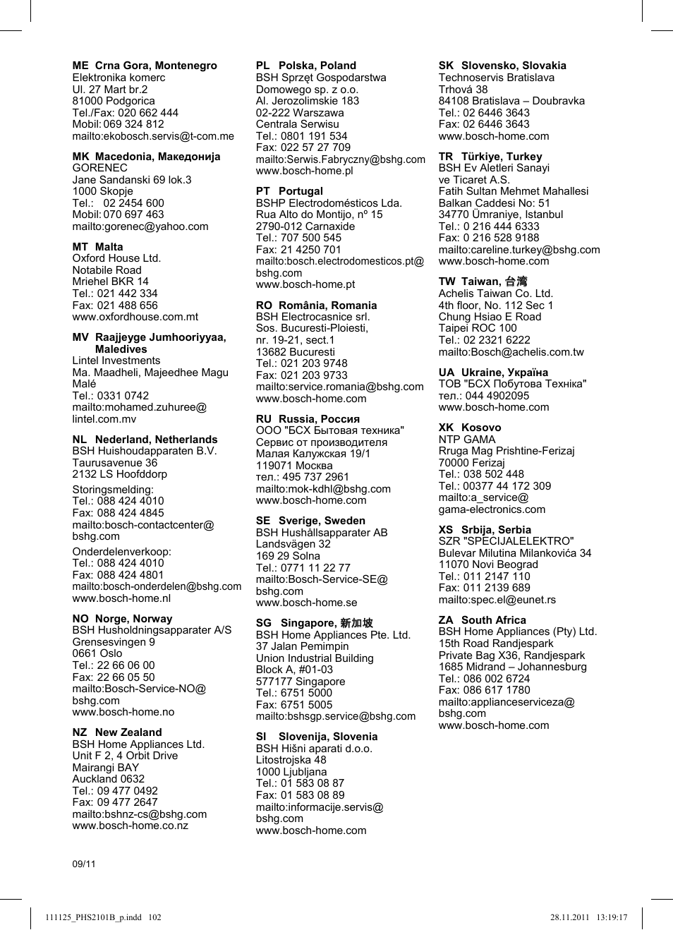 Bosch PHS2101 Haarglätter StarShine StraightStyle User Manual | Page 106 / 108