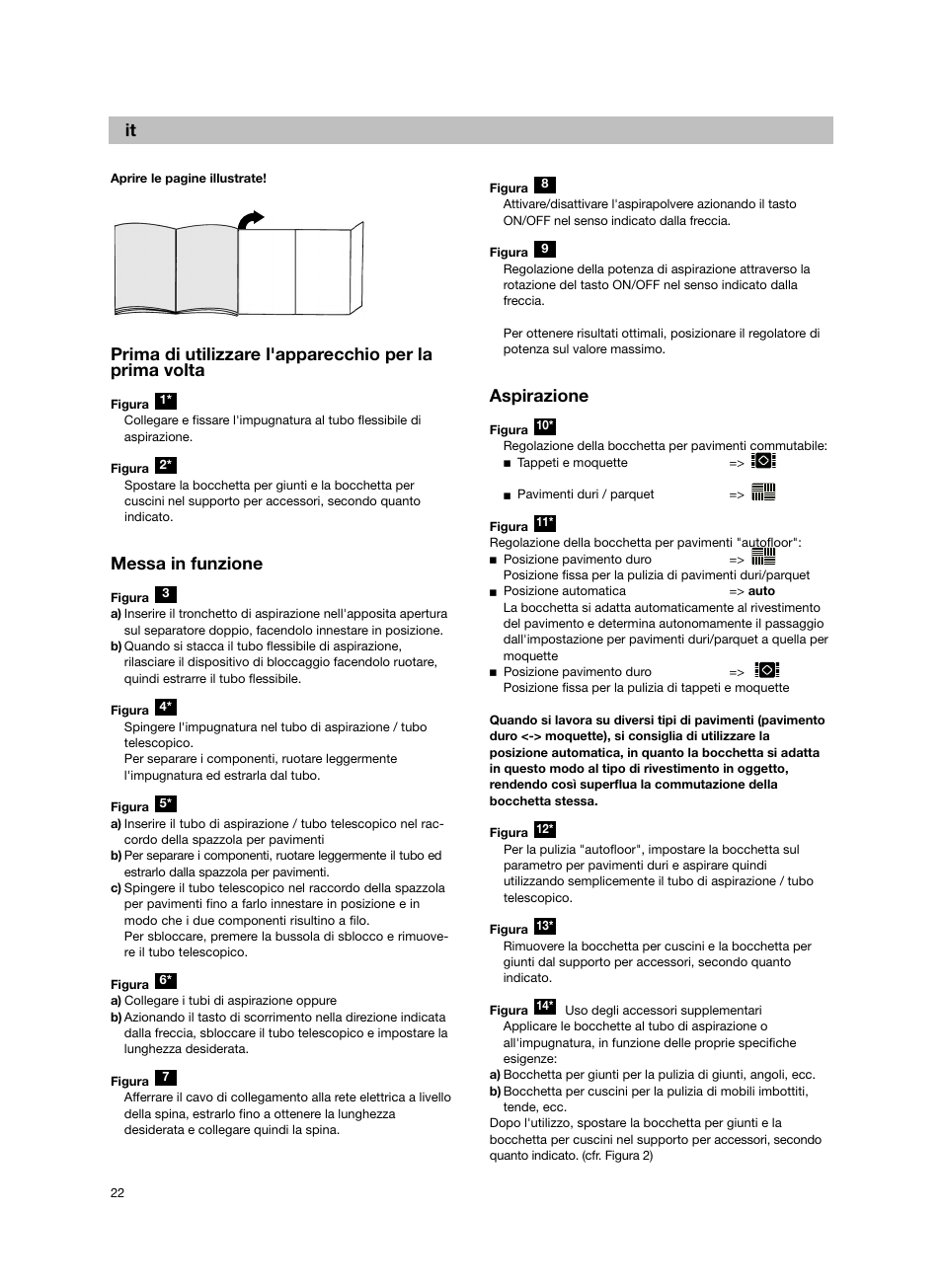 De it, Messa in funzione, Aspirazione | Bosch Bodenstaubsauger BX32131 magic black transluzent schwarz anthrazit BX3 hepa 2100 W User Manual | Page 28 / 143