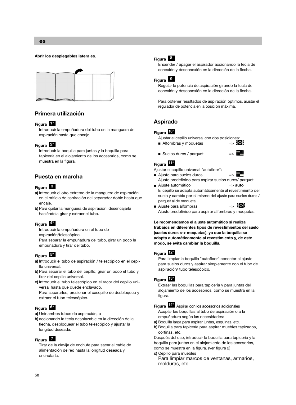 Primera utilización, Puesta en marcha, Aspirado | Bosch Bodenstaubsauger BX32131 magic black transluzent schwarz anthrazit BX3 hepa 2100 W User Manual | Page 64 / 143