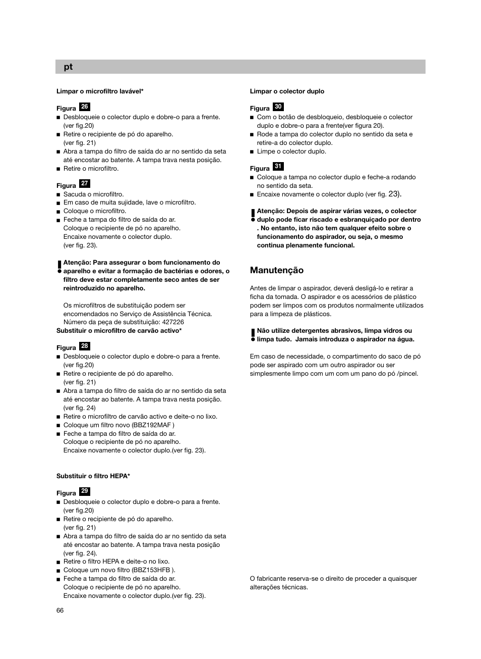 Manutenção | Bosch Bodenstaubsauger BX32131 magic black transluzent schwarz anthrazit BX3 hepa 2100 W User Manual | Page 72 / 143