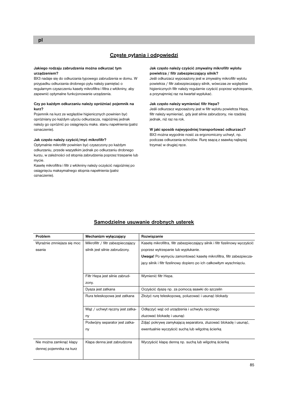 Bosch Bodenstaubsauger BX32131 magic black transluzent schwarz anthrazit BX3 hepa 2100 W User Manual | Page 91 / 143