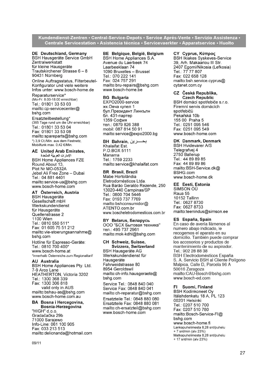 Bosch flexa Handstaubsauger BHS21600 nordkapblau-metallic User Manual | Page 27 / 35