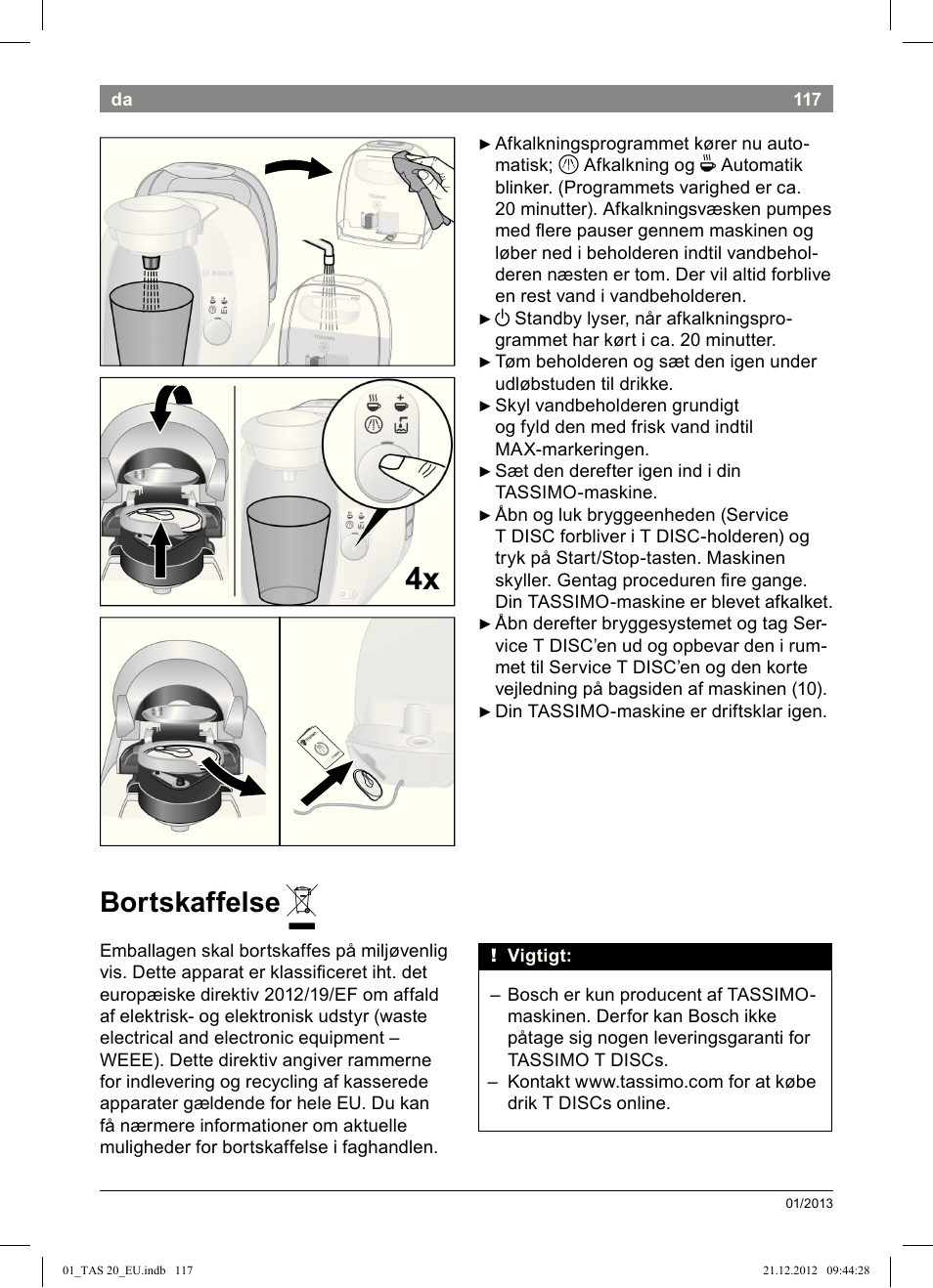 Bortskaffelse | Bosch Multigetränkesystem TAS2002 Glossy Black User Manual | Page 115 / 152