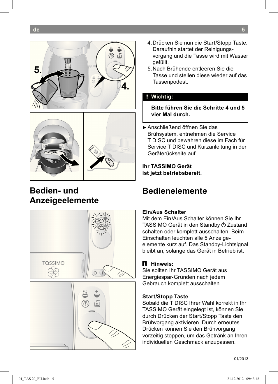 Bedien­ und anzeigeelemente bedienelemente | Bosch Multigetränkesystem TAS2002 Glossy Black User Manual | Page 3 / 152