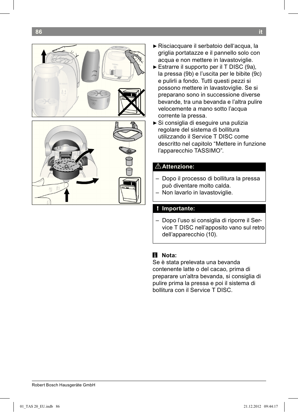 Bosch Multigetränkesystem TAS2002 Glossy Black User Manual | Page 84 / 152