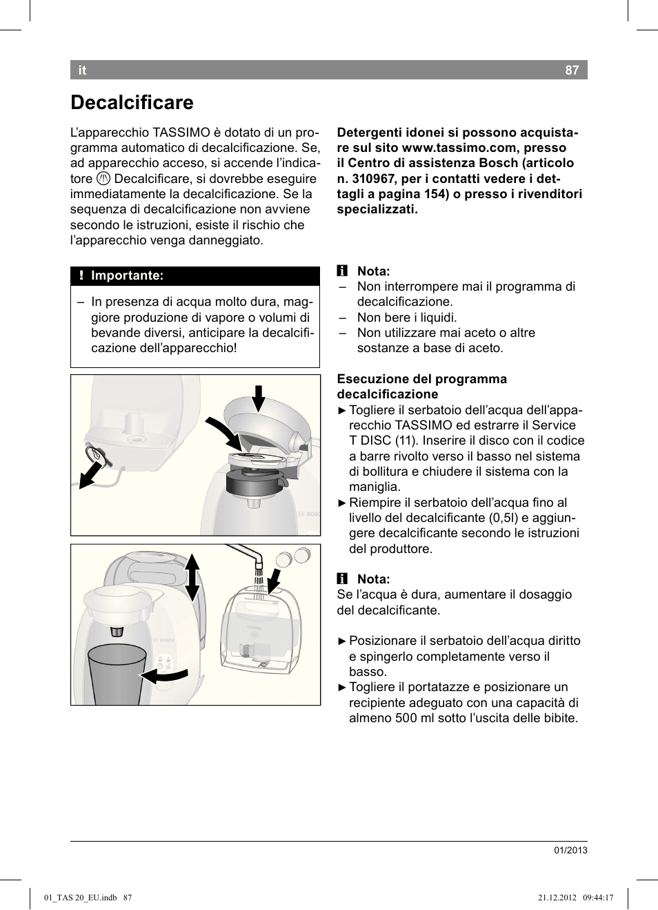 Decalcii care | Bosch Multigetränkesystem TAS2002 Glossy Black User Manual | Page 85 / 152