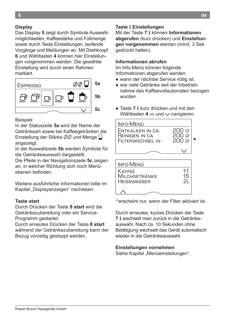 Bosch TES80359DE VeroSelection 300 Kaffeevollautomat Front Edelstahl Gehäuse hochglanz anthrazit User Manual | Page 12 / 120