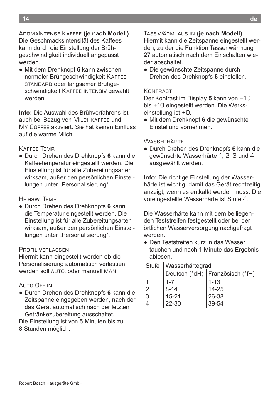 Bosch TES80359DE VeroSelection 300 Kaffeevollautomat Front Edelstahl Gehäuse hochglanz anthrazit User Manual | Page 18 / 120