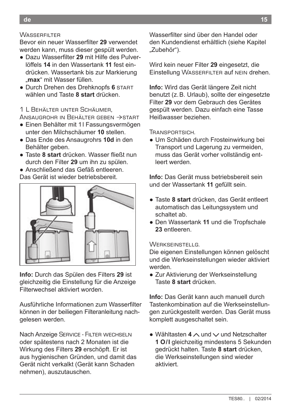 Bosch TES80359DE VeroSelection 300 Kaffeevollautomat Front Edelstahl Gehäuse hochglanz anthrazit User Manual | Page 19 / 120