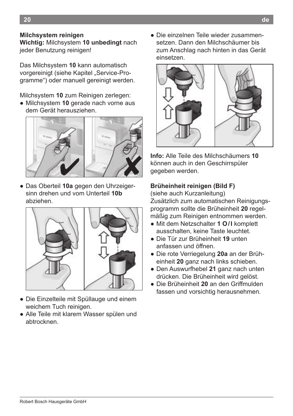 Bosch TES80359DE VeroSelection 300 Kaffeevollautomat Front Edelstahl Gehäuse hochglanz anthrazit User Manual | Page 24 / 120