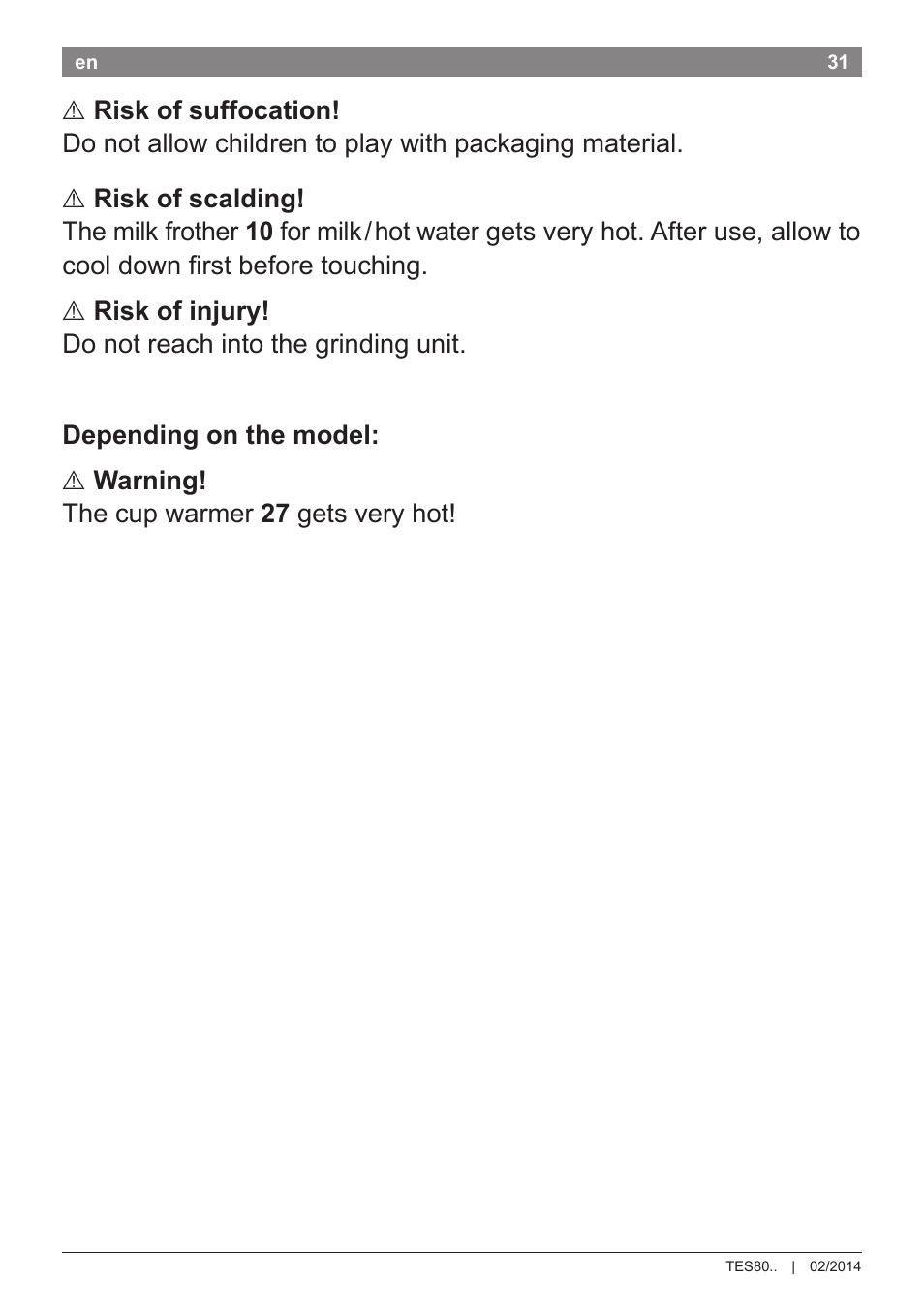 Safety instructions | Bosch TES80359DE VeroSelection 300 Kaffeevollautomat Front Edelstahl Gehäuse hochglanz anthrazit User Manual | Page 35 / 120