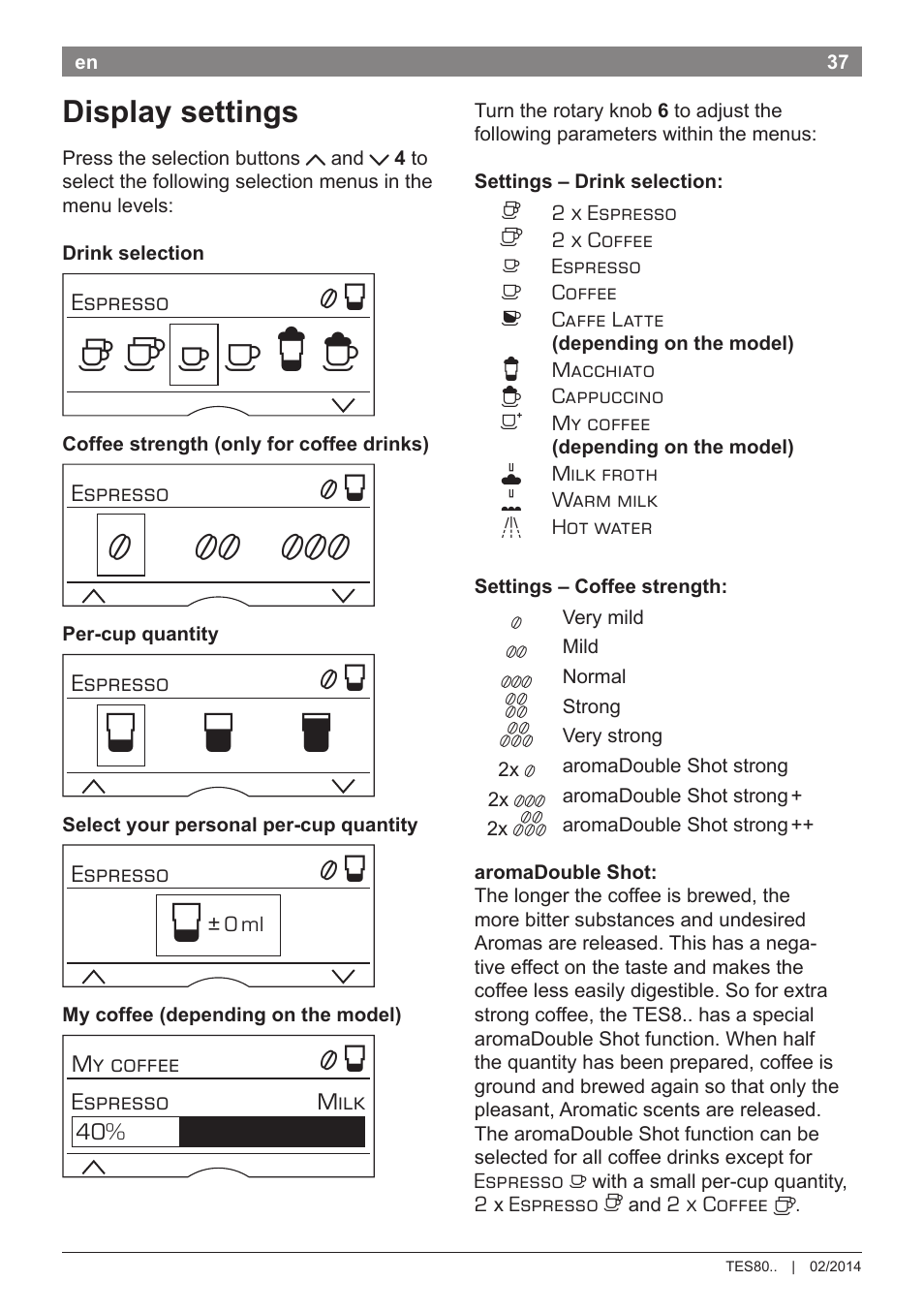 Но р т, Display settings | Bosch TES80359DE VeroSelection 300 Kaffeevollautomat Front Edelstahl Gehäuse hochglanz anthrazit User Manual | Page 41 / 120