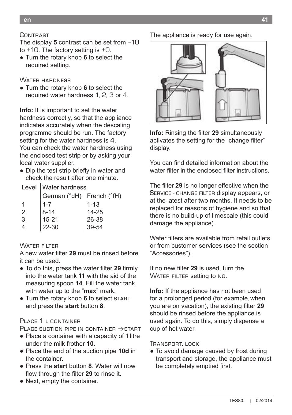 Bosch TES80359DE VeroSelection 300 Kaffeevollautomat Front Edelstahl Gehäuse hochglanz anthrazit User Manual | Page 45 / 120