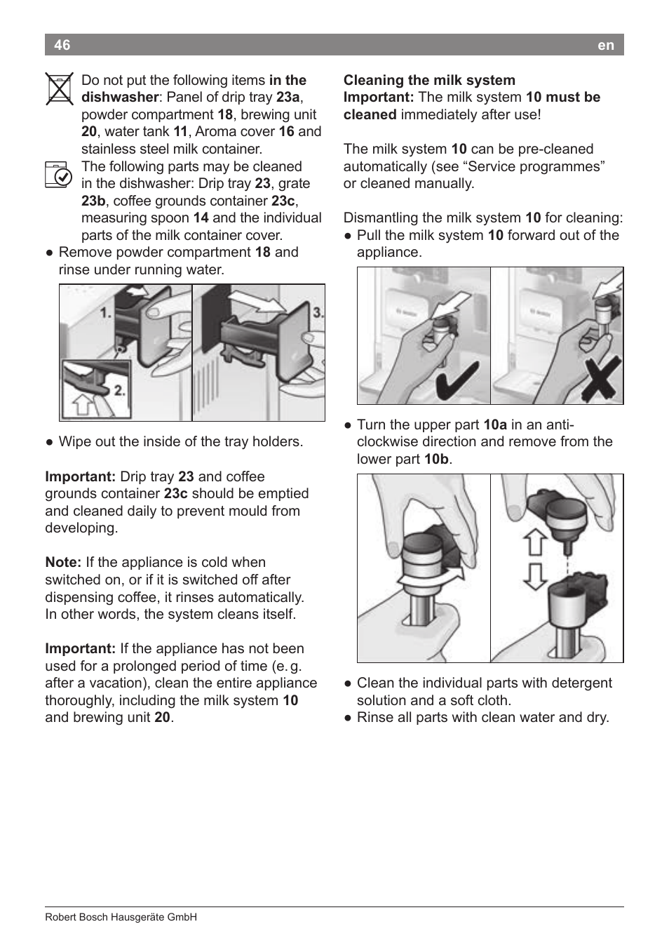 Bosch TES80359DE VeroSelection 300 Kaffeevollautomat Front Edelstahl Gehäuse hochglanz anthrazit User Manual | Page 50 / 120