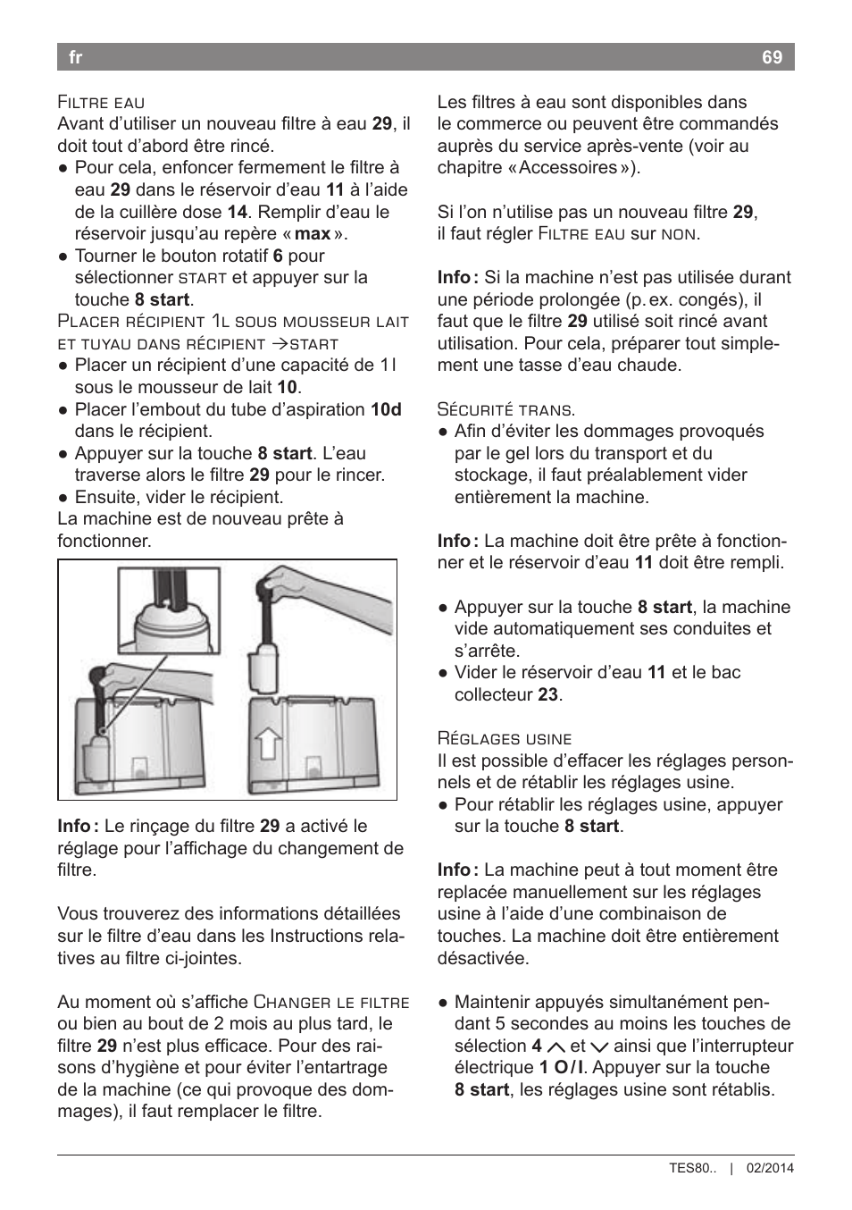 Bosch TES80359DE VeroSelection 300 Kaffeevollautomat Front Edelstahl Gehäuse hochglanz anthrazit User Manual | Page 73 / 120