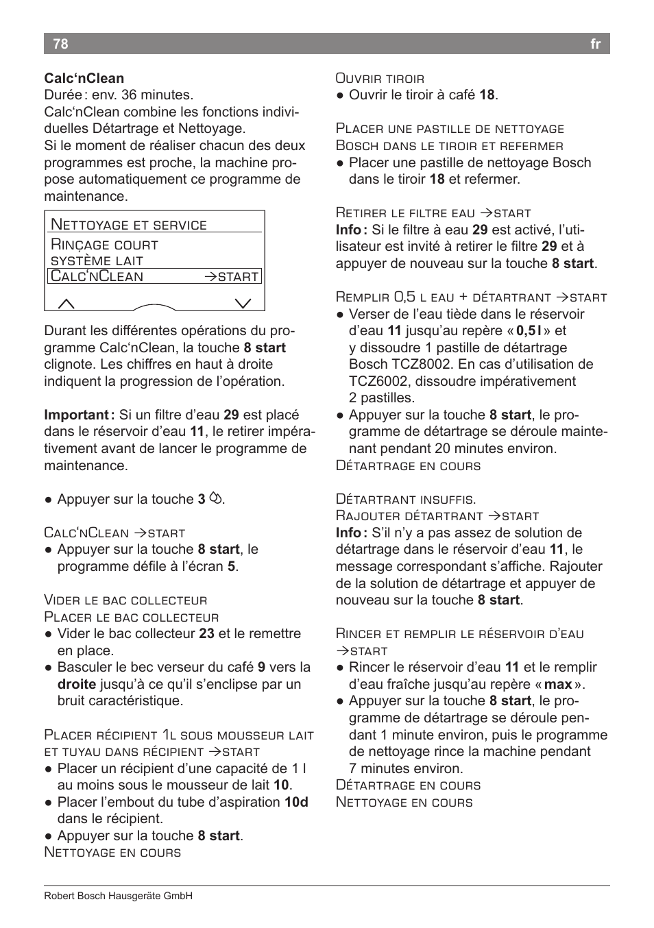 Start | Bosch TES80359DE VeroSelection 300 Kaffeevollautomat Front Edelstahl Gehäuse hochglanz anthrazit User Manual | Page 82 / 120