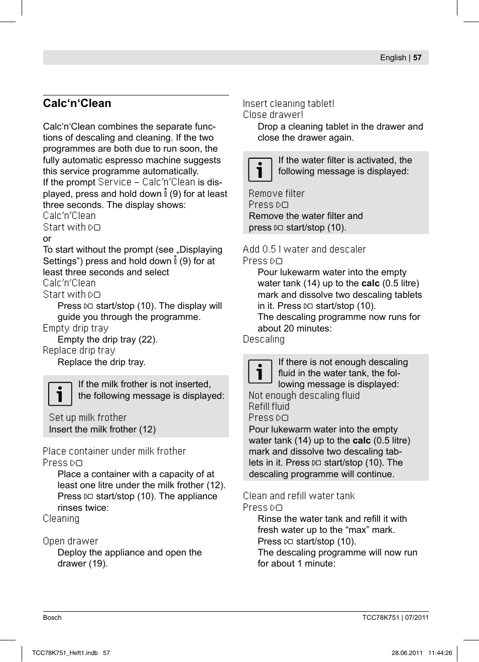 Bosch TCC78K751 Edelstahl Kaffeevollautomat User Manual | Page 55 / 90