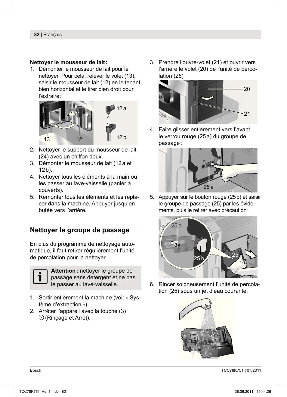 Nettoyer le groupe de passage | Bosch TCC78K751 Edelstahl Kaffeevollautomat User Manual | Page 80 / 90