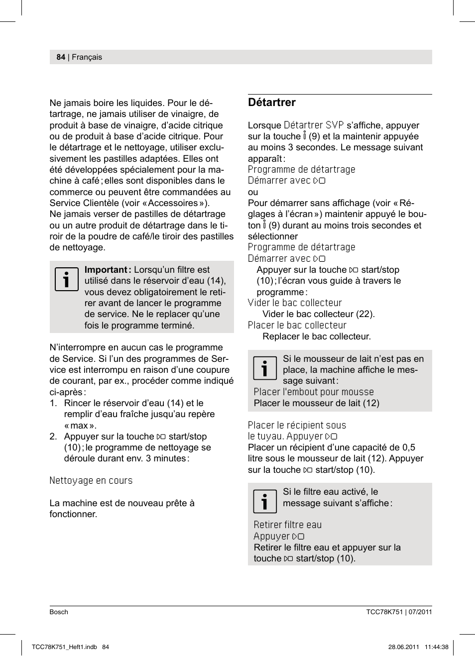 Bosch TCC78K751 Edelstahl Kaffeevollautomat User Manual | Page 82 / 90