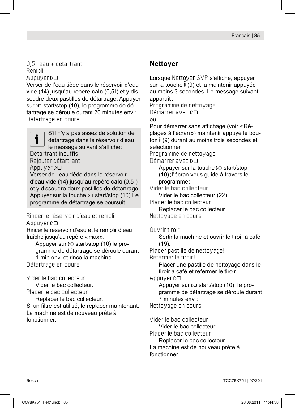 Bosch TCC78K751 Edelstahl Kaffeevollautomat User Manual | Page 83 / 90