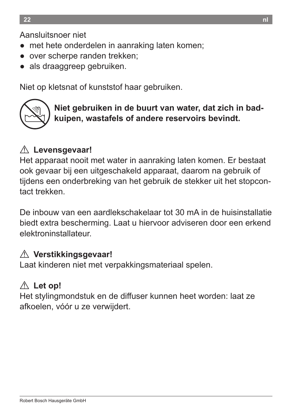 Bosch PHD9940 Profi-Haartrockner ProSalon PowerAC Compact User Manual | Page 24 / 98