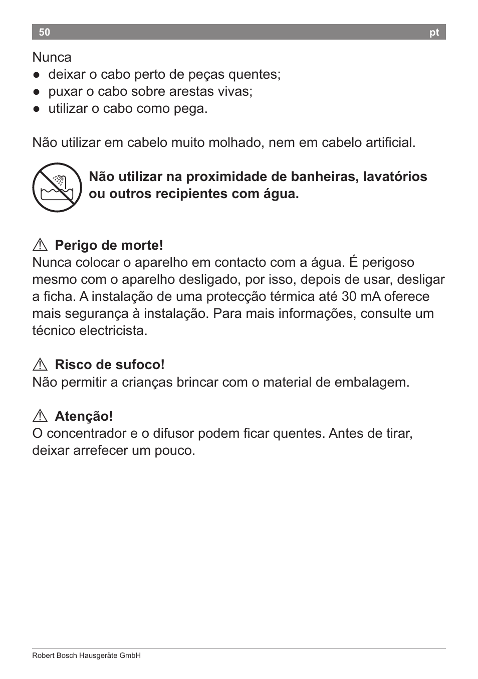 Bosch PHD9940 Profi-Haartrockner ProSalon PowerAC Compact User Manual | Page 52 / 98