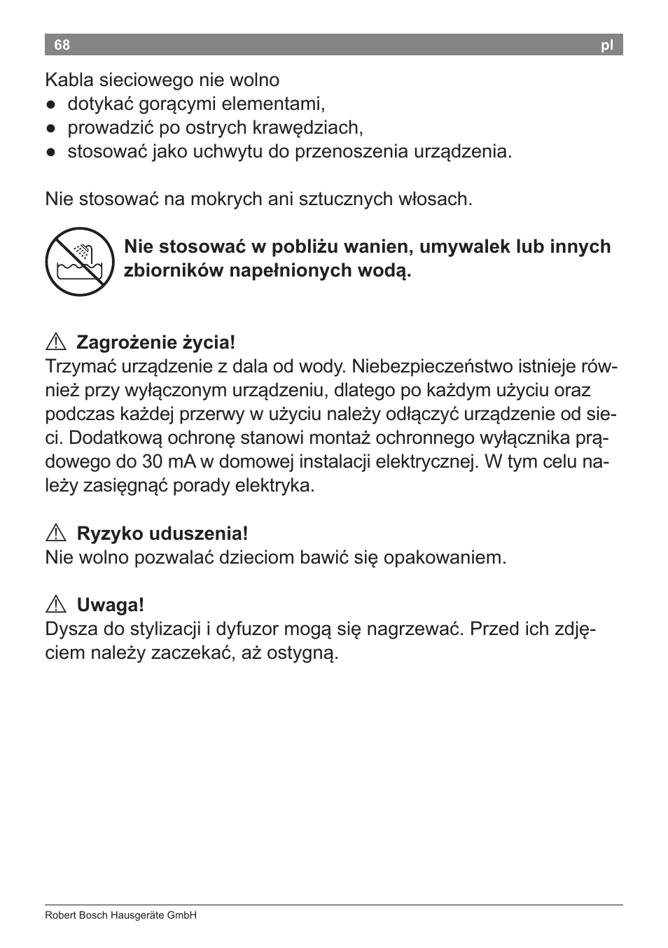 Bosch PHD9940 Profi-Haartrockner ProSalon PowerAC Compact User Manual | Page 70 / 98