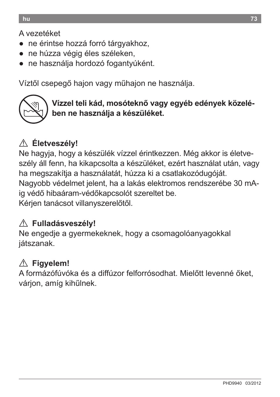 Bosch PHD9940 Profi-Haartrockner ProSalon PowerAC Compact User Manual | Page 75 / 98