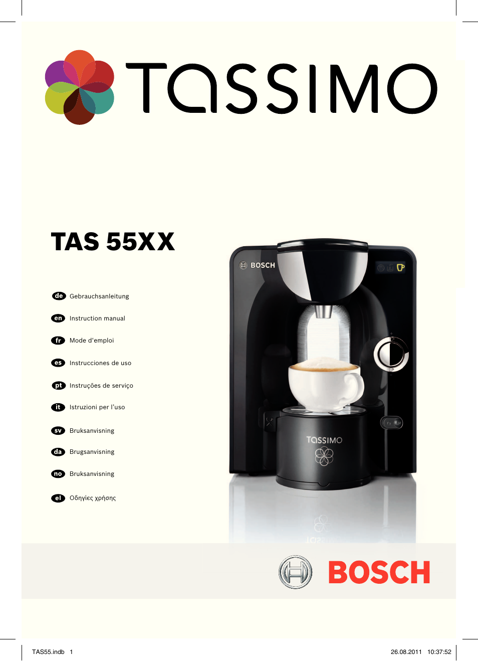 Bosch TASSIMO Multi-Getränke-Automat T55 TAS5542 opal black schwarz User Manual | 190 pages