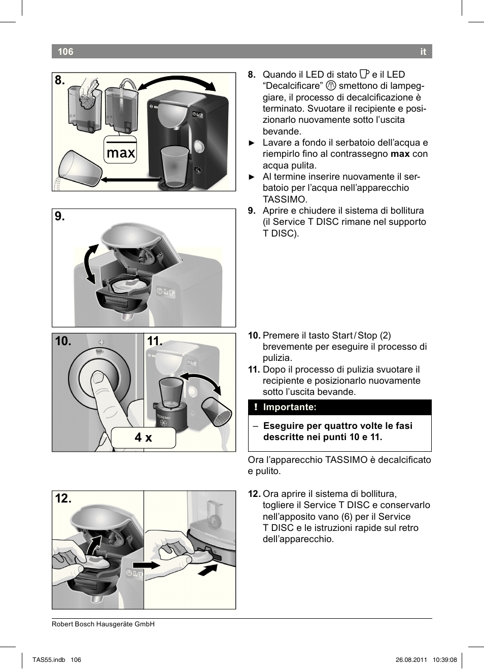 Bosch TASSIMO Multi-Getränke-Automat T55 TAS5542 opal black schwarz User Manual | Page 108 / 190